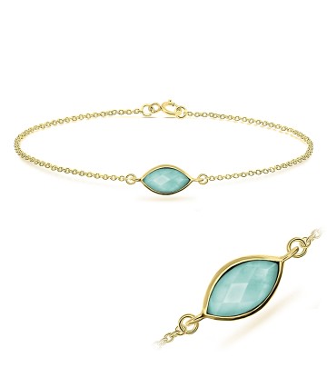 Gold Plated Amazonite Silver Bracelets BRS-389-GP